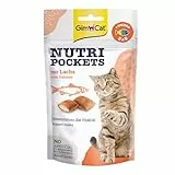 GimCat Nutri Pockets mit Lachs - Knuspriger Katzensnack mit cremiger Füllung und funktionalen Inhaltsstoffen - 1 Beutel (1 x 60 g)