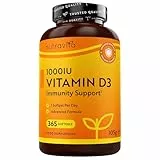 Vitamin D3 1000 I.E - 365 Kapseln - Unterstützt Knochen, Zähne, Muskeln und Immunsystem* - Vitamin D3 aus Deutschland - ohne künstlichen Zusatzstoffe - Hohe Reinheit - Hochdosiert - Premium Qualität