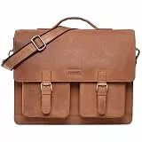 LEABAGS Leder Aktentasche Herren & Damen I Echtleder Laptoptasche bis 15 Zoll I Umhängetasche mit Schultergurt I Messenger Bag I Arbeitstasche I Lehrertasche I Nature Hellbraun