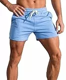 Panegy Trainingshose Kurz Herren Slim Fit Running Shorts Sportshorts mit Elastischem Bund Blau L