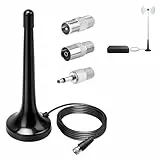 FM UKW DAB Radio Antenne Fm Antenne, für Stereoanlage, Universale Zimmerantenne mit Magnetfuß und 3m Verlängerungskabel, Optimiert für Heimkino, AV-Receiver und hohe Empfangsqualität