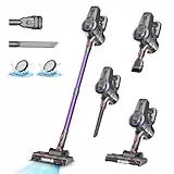 Akku Staubsauger, 25000Pa/175W/55Min Staubsauger Kabellos, Anti-Tangle-Bürste und Selbststehend, Ultraleichter Handstaubsauger akku vacuum cleaner Stielstaubsauger für Teppichen, Hartboden, Tierhaare