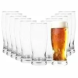 GIESSLE® 12er-Box Biergläser (Made in EU - griffige Form) aus Glas, spülmaschinenfest