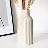 Keramikvase, Pampasgras kleine Vase für Dekoration, Esstisch, Bücherregal Dekoration, Kaminsims, Eingangsdekoration und Tafelaufsätze, einfach modern, böhmischer Stil(Beige)