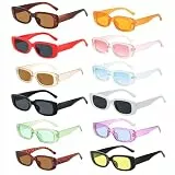 AVCXEC 12 Stück Vintage Rechteckige Sonnenbrille Damen, 90er Retro Sonnenbrillen Damen, Sunglasses Set Woman, UV400 Sonnenschutz und UV-Schutz, Modische Party Sonnenbrille Damens für Outdoor Reise