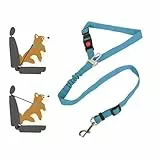 Lollanda Sicherheitsgurt Hund Auto, Hundegurt fürs Auto Sitze mit Reflektierenden Streifen und Pufferseilen, Verstellbarer Hundegurt für Große Mittlere und Kleine Hunde (Hellblau)