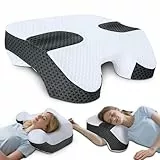SAHEYER Seitenschläferkissen mit Armloch, 2-in-1-Ergonomisches Orthopädisches Kopfkissen für Nacken und Schulter, Memory Foam Kissen mit 3 Armöffnungen – für Seiten-, Rücken- und Bauchlage, Schwarz