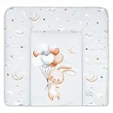 Wickelauflage Wickelunterlage abwaschbar und wasserdicht 85x72 cm - Wickelmatte zum Auflegen auf Wickeltisch Wickelaufsatz Wickelkommode oder Waschmaschine changing mat 85 x 72 Kaninchen