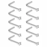 Aroncent Nasenstecker Nasen Stud L-Form Nasen-Piercing Nasenschmuck Nostril 316L Chirurgenstahl 18 Gauge Piercing Schmuck 10PCS