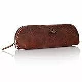 DONBOLSO Federmäppchen Leder, Hochwertiges Schlamppermäppchen Lederetui Erwachsene, Robust und Langlebig, Ideal für Büro und Schule - 19,5x16,5x5,5 cm