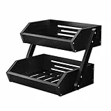CALM COZY Obstkorb Bambus 2 Etagen Obst und Gemüse Aufbewahrung Obstschale, Gemüsekorb Obst Etagere Obstregal Küche, Schwarz