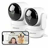 AMOROM WLAN Überwachungskamera Innen 360° Kamera Überwachung mit KI-Bewegungserkennung, Benutzerdefinierte Szenariowarnungen, Zwei-Wege-Audio, Funktioniert mit Alexa, 2,4GHz, 2 Stück