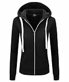 JACKETOWN Fleecejacke Damen Hoodie Oversize Winterjacke Kapuzenpullover mit Zipper Dick Warm Sweatjacke mit Kapuze Basic Teddyjacke Thermo Fleecepullover Herbst/Winter Sweatshirt S Schwarz