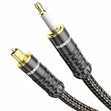 RAWAUX Digitale Audio Optisches Kabel Optisches Audiokabel Toslink auf Mini Toslink Kabel 24K Vergoldet (Kohlefaser+Aluminium) S/PDIF Cable für Lautsprecher, Chromecast Audio, TV 2M