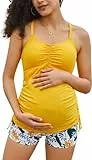 Maacie Tankini Set für Schwangere Trendig Bequem Bademode mit Shorts Gelb S