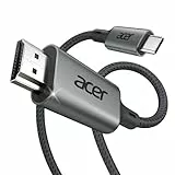 Acer USB C auf HDMI Kabel 4K@60Hz, Thunderbolt 3/4 kompatibel, Aluminium+Nylon, Typ-C zu HDMI für iPhone 15/16 Pro Max, MacBook iPad Pro/Air, iMac, Surface Book 2, Samsung S24, Pixelbook usw. -1m