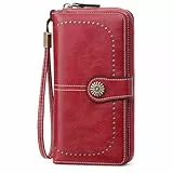 GOIACII Geldbörse Damen RFID Schutz Groß Leder Portmonee Gross für Frauen, Lang Geldbeutel Große Kapazität Portemonnaie Damen mit 13 Kartenfächer und Abnehmbarer Handschlaufe
