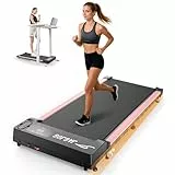 Laufband für Zuhause mit Neigung, Walking Pad mit 15% Steigung, 2.5 PS Laufband Steigung mit Fernbedienung und LED Anzeige, Walking Pad Schreibtisch für Büro/Zuhause, 1-6 km/h, 120 kg Kapazität (Rosa)