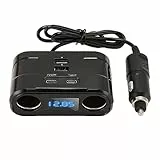 Fockety Zigarettenanzünder Adapter, 12V-24V Auto Zigarettenanzünder Splitter Adapter mit 2 Zigarettenanzünder Buchsen, 2 Typ C Ports, 2 USB Ports, Autoladegerät Adapt