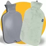 XXL Wärmflasche Groß 3,5 Liter mit Bezug - Nahtlose Ausführung - Weiches Fleece Wärmflaschenbezug - Wärmeflasche XL für Babys, Kinder und Erwachsene - Geschenk für Frauen Freundin (Grün)