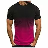 Angebot des Tages Heute Herren Tshirt Sommer Sport Kurzarm Shirts Lose Rundhals Oberteile Casual Baumwolle Tunika Tops Vintage Farbverlauf Sportshirt Leicht Lustig T-Shirt Regular Fit Laufshirt