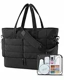 BAGSMART Puffer Reisetasche Groß 38l Sporttasche Damen Mit Schuhfach, Weekender Damen kliniktasche Geburt Wasserabweisend HandgepäCk Tasche, Weiches Dickes StrapazierfäHiges Taslon, Schwarz