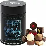 Hallingers Happy Birthday - Manufaktur Pralinen Geschenk handgemacht ohne Alkohol aus Edelkakao Schokolade (Dose) - Geschenkideen Weihnachten & Geschenke Adventskalender | Geburtstag Glückwunsch Danke