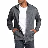 HOTIAN Jacke Herren Steppjacke Herren übergangsjacke frühlingshaft Karierten Jacquard Freizeit Leicht Jacken Stehkragen mit Tasche