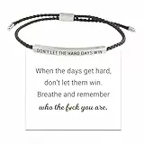Armband für Damen mit Aufschrift 'Don't Let the Hard Days Win', verstellbar, handgefertigt, geflochtenes Armband, Edelstahlrohr, graviert, inspirierende Armbänder für Damen und Herren, inspirierende