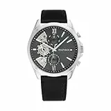 Tommy Hilfiger Multi Zifferblatt Quarz Uhr für Herren mit Schwarzes Lederarmband - 1710644