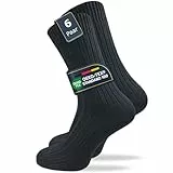 GAWILO Damen & Herren Socken aus 100% reiner Baumwolle (6 Paar) | dicke Strümpfe mit Komfortbund | ohne drückende Naht über den Zehen | verstärkt & atmungsaktiv (39-42, schwarz)