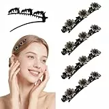 Jimmidy Geflochtene Haarspangen mit funkelnden Kristallen, gewebte Haarspangen, Styling-Haarnadeln, Blumen-Haar-Accessoires, 4er-Pack, Weihnachtsgeschenke (Regenbogenfarben) (Champagner)