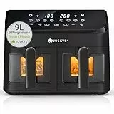 Juskys® Airfryer 9 L Doppelkammer - Heißluftfritteuse 2 Kammern, 9 Programme, beschichtet, XXL Fritteuse