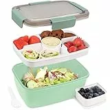 Bugucat Lunchbox Erwachsene 2000ML,Auslaufsichere Brotdose Erwachsene Bento Box mit Fächern für Kinder,Salatbehälter Salatbox to Go mit Gabel,Brotdose Frühstücksbox für Schule Büro,Dunkelgrün