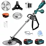Traumheim Rasentrimmer mit Akku, 4-in-1 Akku Rasentrimmer für Makita-Akkus, 950W Bürstenloser Motorsense mit 15cm Unkrautbürste, Tap&Go, 2X 4.0Ah Akku, Rasenkantenschneider für Garden Trimmen