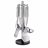 WMF Profi Plus Küchenhelfer Set Edelstahl 7-teilig, Küchenbesteck, Ständer mit 6 Helfern, Schöpflöffel, Schaumlöffel, Wokwender, Wender, Schneebesen, Gemüseschäler, Cromargan Edelstahl, spülmaschinengeeignet