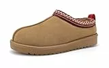 Meik Mangni Damen Hausschuhe Winter Warme Gefüttert Schuhe Hausschuhe Flache Plüsch Pantoffeln rutschfeste Slipper drinnen und draußen Rot Braun Gr.39