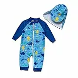 BONVERANO Säuglingsjunge EIN stück 3/4 der ärmellänge UV-Schutz 50+ Badeanzug MIT Einem Reißverschluss (Blue Ocean, 80-86)
