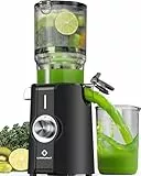 LINKChef Entsafter Slow Juicer, Entsafter Gemüse und Obst Testsieger mit 115 mm großem, Entsafter Kaltentsafter für ganze Früchte/Gemüse, Blitzreiniger, Einfacher Installation, BPA Frei, 200w Schwarz