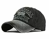 YULOONG Vintage Baseball Cap Stickerei SCHWARZ Washed Denim Trucker Cap 100% Baumwolle Sonnenhut für Männer Frauen Verstellbare Größe Schwarz