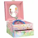 Jewelkeeper - Schmuckkaestchen mit Spieluhr mit drehender Ballerina, Regenbogen- und Goldfolien-Design - Schwanensee Melodie