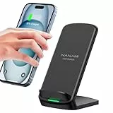 NANAMI Fast Wireless Charger,10W Induktive Ladestation für Samsung Galaxy S25/S24/S23/S22/S22+/S21/S20/S10/S10+/S9/S8/S7 Note 20,7.5W für iPhone 16/15/14/13/12/11/SE 2/X/XS/XR/8/8 Plus Google Pixel LG