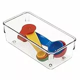 iDesign Schubladen-Organizer, extra kleiner Kunststoff-Schubladeneinsatz, praktischer Schubladen-Organizer für Küchenzubehör, Utensilien und Besteck, transparent, 8 x 16 x 6 cm