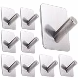 RICOO 9 x Edelstahl Haken selbstklebend MH021-9 Klebehaken Badezimmer Handtuchhaken ohne Bohren Kleiderhaken zum Kleben Badhaken Metallhaken zum Einhängen Badezimmerhaken Wandhaken Bad