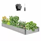 VEVOR Hochbeet Metall 3600x1200x290 mm, Pflanzbeet, Gemüsebeet, Pflanzkasten mit offenem Boden & abgerundeten Kanten, Blumenbeet, Kräuterbeet, für Gemüse, Blumen, Kräuter & Sukkulenten, verzinkt