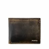 Fossil Herren-Geldbörse aus Leder mit Klapp-ID-Fenster, Wade Black Vintage, Einheitsgröße