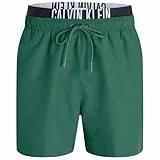 Calvin Klein Herren Badeshorts Medium Double mit Logobund, Grün (Wild Green), M