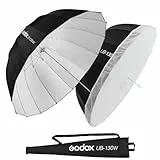 Godox UB-130W 130 cm tiefer, parabolischer reflektierender Regenschirm, weißes Inneres, weiches Licht, mit Diffusor-Abdeckung, für Videostudioaufnahmen, Speedlite-Blitz (130 weiß)