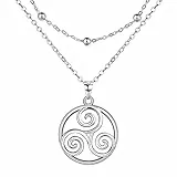 Lydreewam Keltischer Kette für Damen 925 Sterling Silber Triskele Doppel Layered Halskette Muttertag Geburtstag Freundschaftsgeschenk für Sie Mutter Frau Freunde, verstellbar 40+5cm