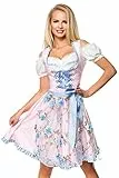 Dirndline Damen Dirndl mit Blumensch?rze Kleid f?r besondere Anl?sse, rosa/blau, 2XL